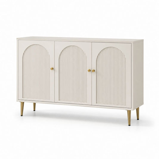 Credenza 3 ante bianco avorio in MDF rettangolare 160 x 40 x 85 cm