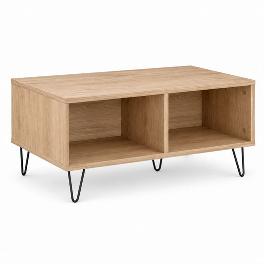Tavolino da caffè rettangolare rovere chiaro in truciolare nobilitato con ripiano 100 x 50 x 45 cm